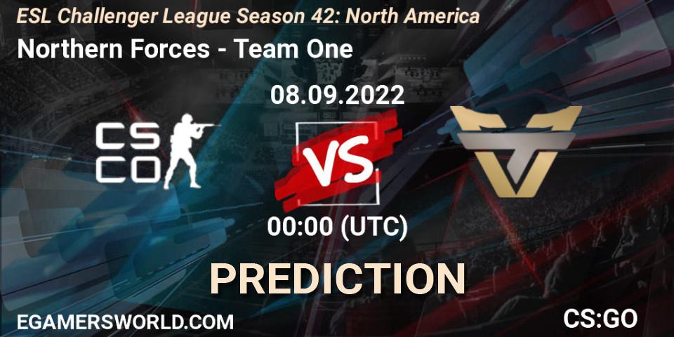 Northern Forces vs Team One: Match Prediction. 16.09.2022 at 00:00, Counter-Strike (CS2), ESL Challenger League Season 42: North America