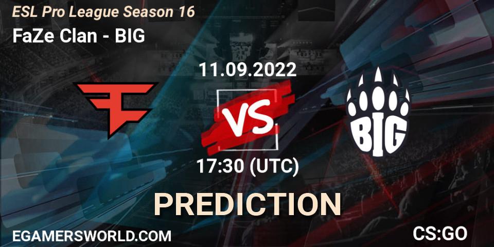 FaZe Clan vs BIG: Match Prediction. 11.09.2022 at 17:30, Counter-Strike (CS2), ESL Pro League Season 16