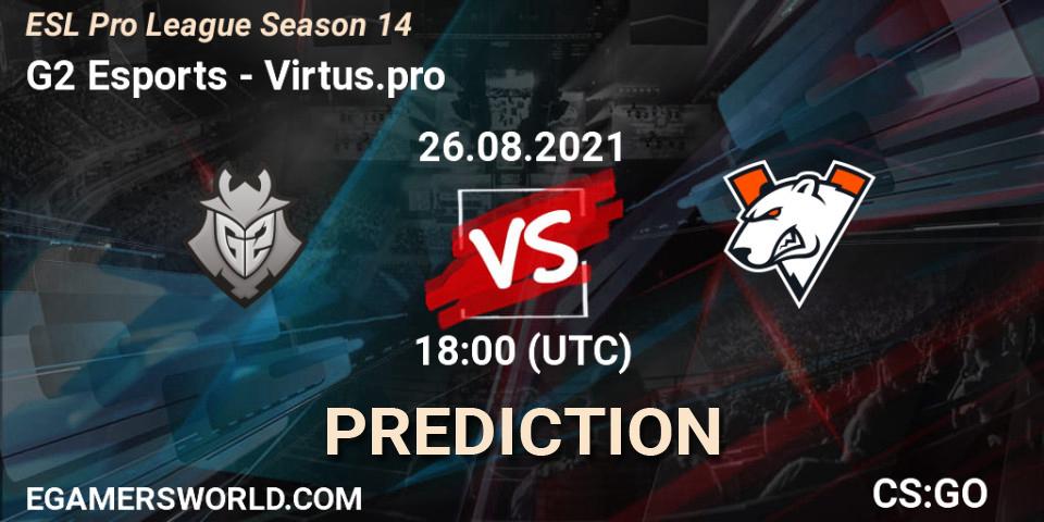 G2 Esports vs Virtus.pro: Match Prediction. 26.08.2021 at 18:00, Counter-Strike (CS2), ESL Pro League Season 14
