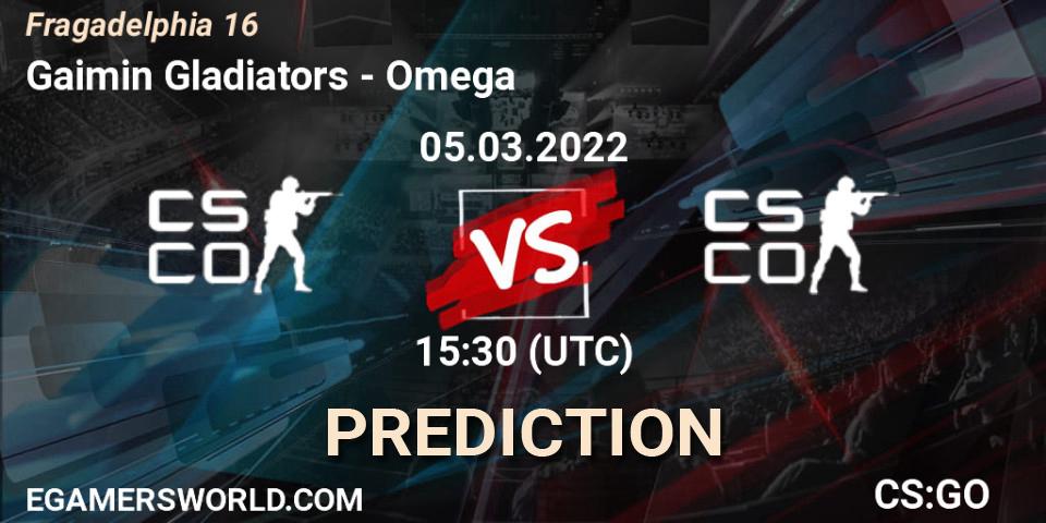 Gaimin Gladiators vs Omega: Match Prediction. 05.03.2022 at 15:55, Counter-Strike (CS2), Fragadelphia 16