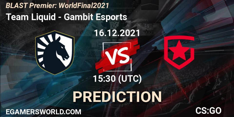 Team Liquid vs Gambit Esports: Match Prediction. 16.12.2021 at 16:35, Counter-Strike (CS2), BLAST Premier: World Final 2021