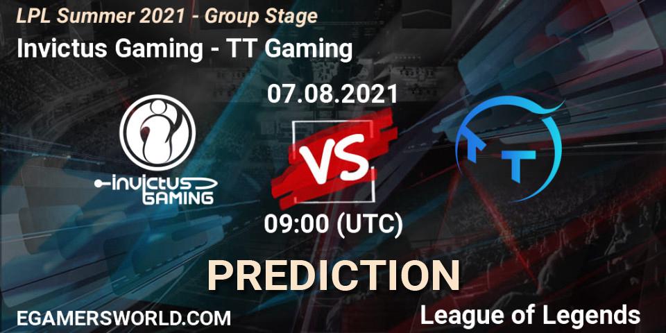 Invictus Gaming vs TT Gaming: Match Prediction. 07.08.2021 at 09:00, LoL, LPL Summer 2021 - Group Stage