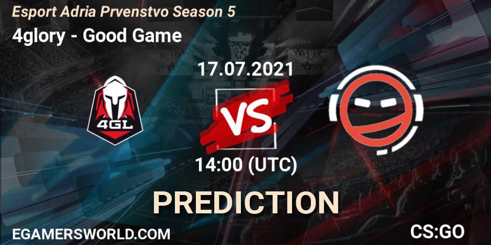 4glory vs Good Game: Match Prediction. 17.07.2021 at 14:00, Counter-Strike (CS2), Esport Adria Prvenstvo Season 5