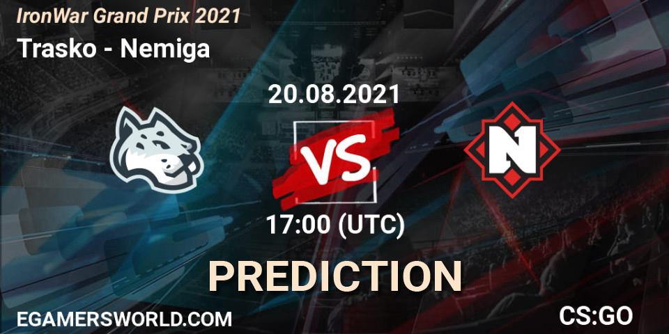 Trasko vs Nemiga: Match Prediction. 20.08.2021 at 17:10, Counter-Strike (CS2), IronWar Grand Prix 2021