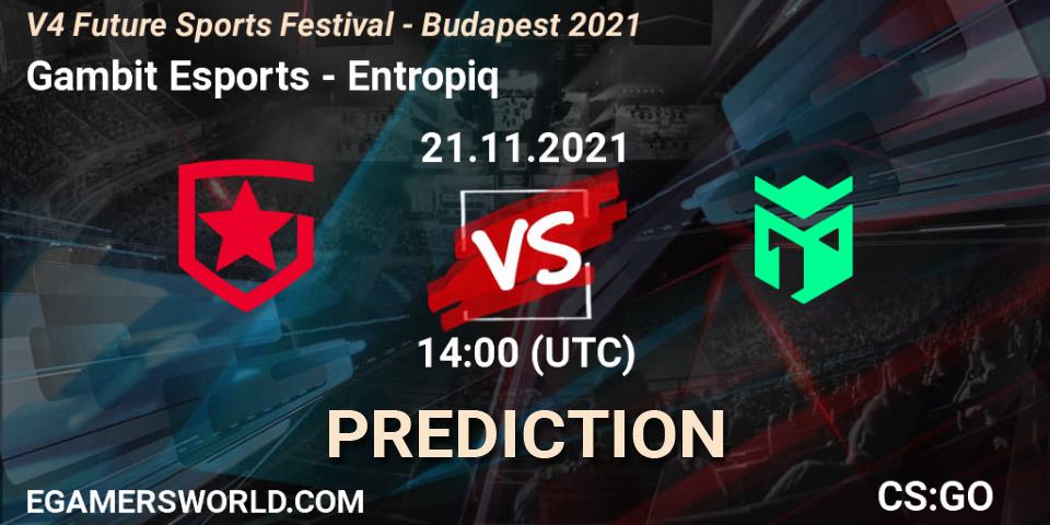 Gambit Esports vs Entropiq: Match Prediction. 21.11.2021 at 14:00, Counter-Strike (CS2), V4 Future Sports Festival - Budapest 2021