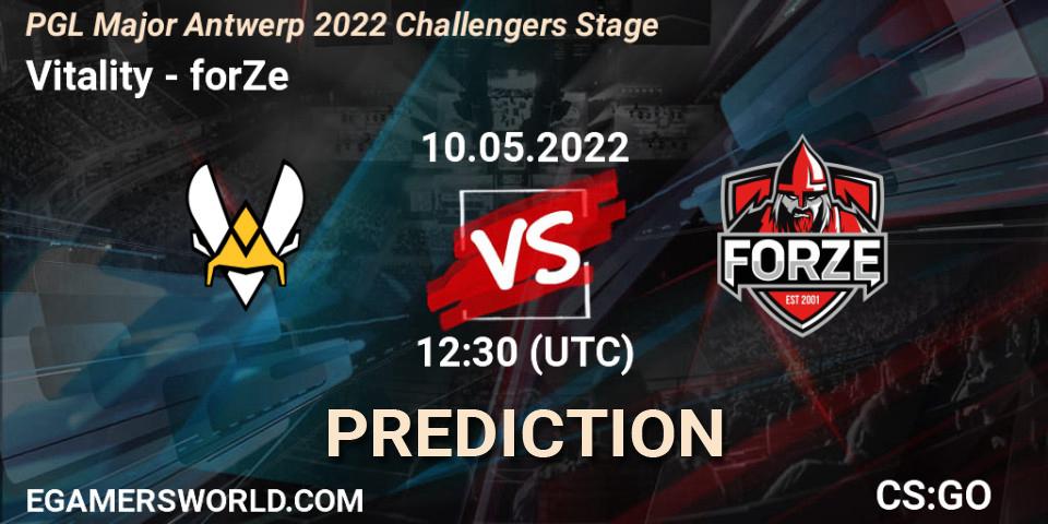 Vitality vs forZe: Match Prediction. 10.05.2022 at 12:55, Counter-Strike (CS2), PGL Major Antwerp 2022 Challengers Stage