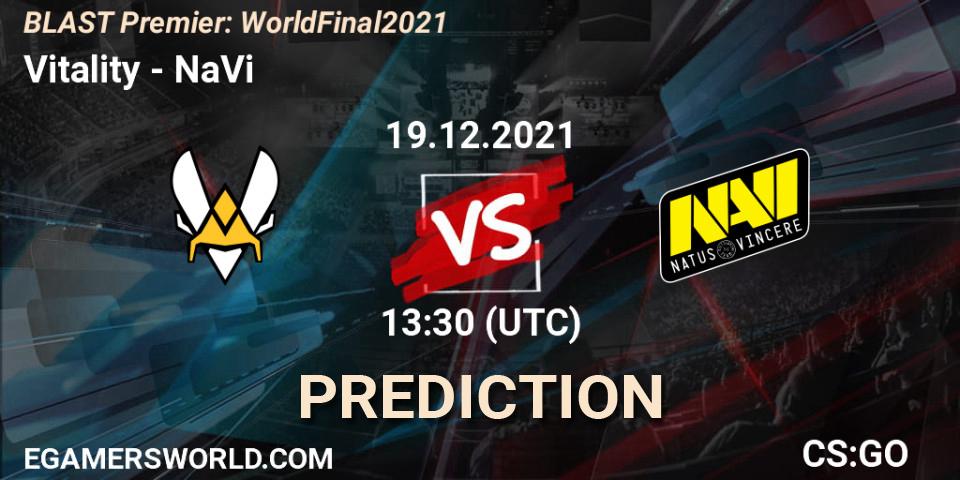 Vitality vs NaVi: Match Prediction. 19.12.2021 at 13:30, Counter-Strike (CS2), BLAST Premier: World Final 2021
