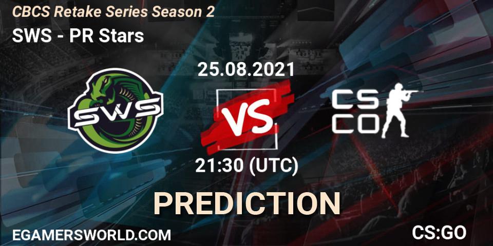 SWS vs PR Stars: Match Prediction. 25.08.2021 at 21:30, Counter-Strike (CS2), CBCS Retake Series Season 2