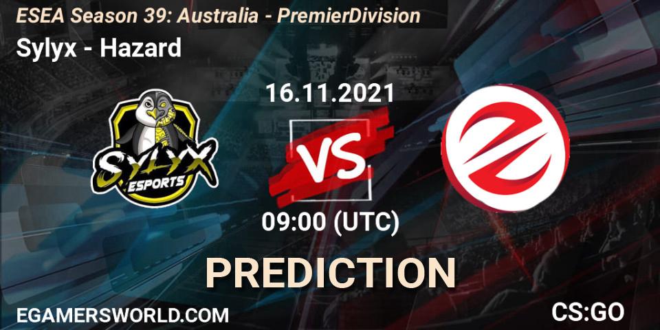Sylyx vs Hazard: Match Prediction. 16.11.2021 at 09:00, Counter-Strike (CS2), ESEA Season 39: Australia - Premier Division