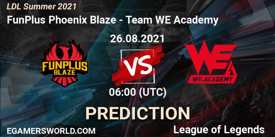 FunPlus Phoenix Blaze vs Team WE Academy: Match Prediction. 26.08.2021 at 06:00, LoL, LDL Summer 2021
