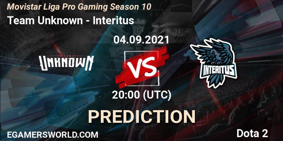Team Unknown vs Interitus: Match Prediction. 09.09.2021 at 00:29, Dota 2, Movistar Liga Pro Gaming Season 10