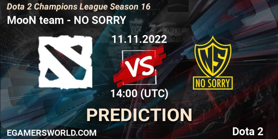 MooN team vs NO SORRY: Match Prediction. 11.11.2022 at 14:08, Dota 2, Dota 2 Champions League Season 16