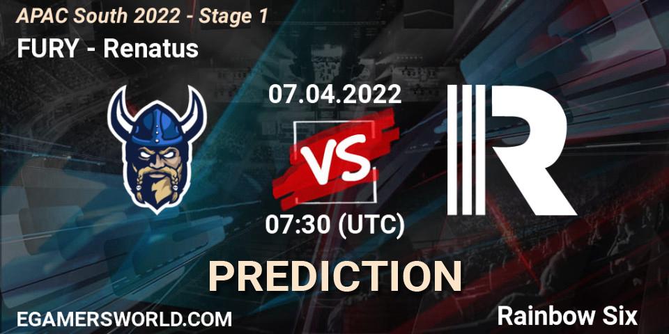 FURY vs Renatus: Match Prediction. 07.04.2022 at 07:30, Rainbow Six, APAC South 2022 - Stage 1
