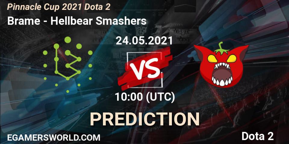 Brame vs Hellbear Smashers: Match Prediction. 24.05.2021 at 10:05, Dota 2, Pinnacle Cup 2021 Dota 2