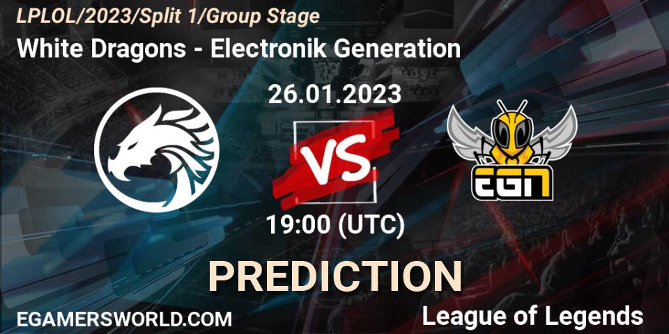 White Dragons vs Electronik Generation: Match Prediction. 26.01.2023 at 19:00, LoL, LPLOL Split 1 2023 - Group Stage
