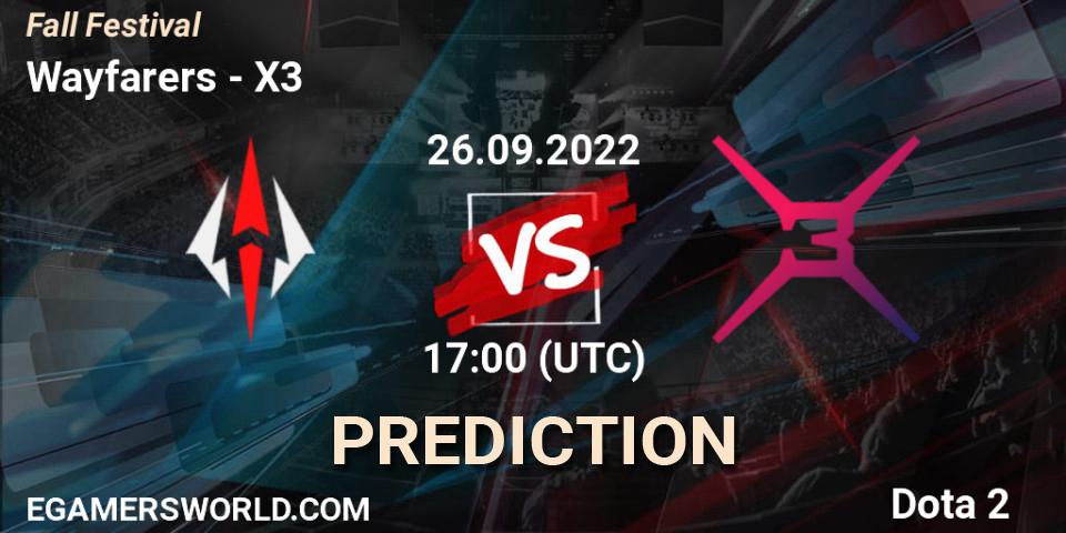 Wayfarers vs X3: Match Prediction. 26.09.2022 at 17:03, Dota 2, Fall Festival
