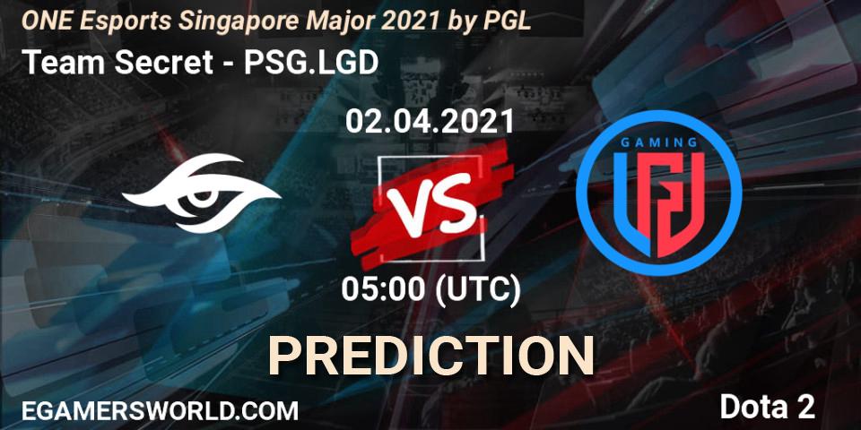 Team Secret vs PSG.LGD: Match Prediction. 02.04.21, Dota 2, ONE Esports Singapore Major 2021