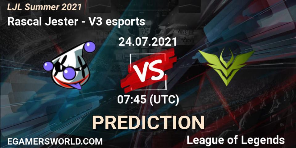 Rascal Jester vs V3 esports: Match Prediction. 24.07.2021 at 07:45, LoL, LJL Summer 2021