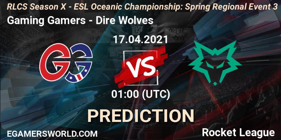 Gaming Gamers vs Dire Wolves: Match Prediction. 17.04.2021 at 01:00, Rocket League, RLCS Season X - ESL Oceanic Championship: Spring Regional Event 3