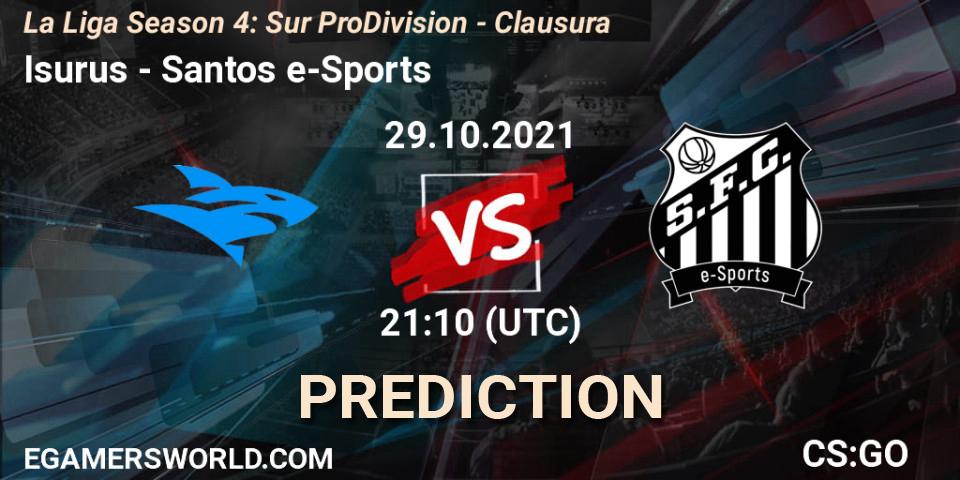 Isurus vs Santos e-Sports: Match Prediction. 29.10.21, CS2 (CS:GO), La Liga Season 4: Sur Pro Division - Clausura