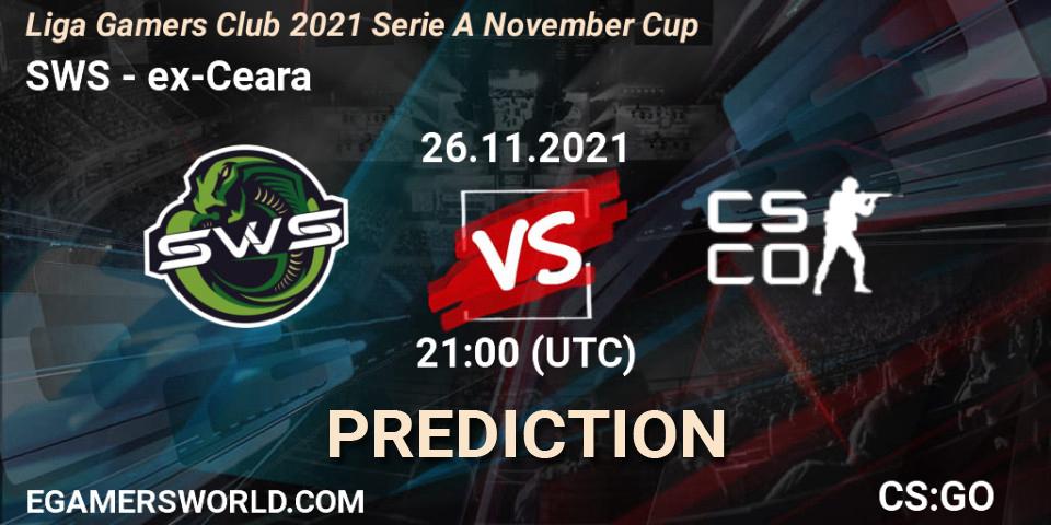 SWS vs ex-Ceara: Match Prediction. 26.11.2021 at 21:00, Counter-Strike (CS2), Liga Gamers Club 2021 Serie A November Cup