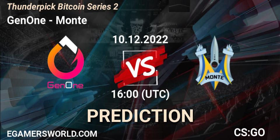 GenOne vs Monte: Match Prediction. 10.12.22, CS2 (CS:GO), Thunderpick Bitcoin Series 2