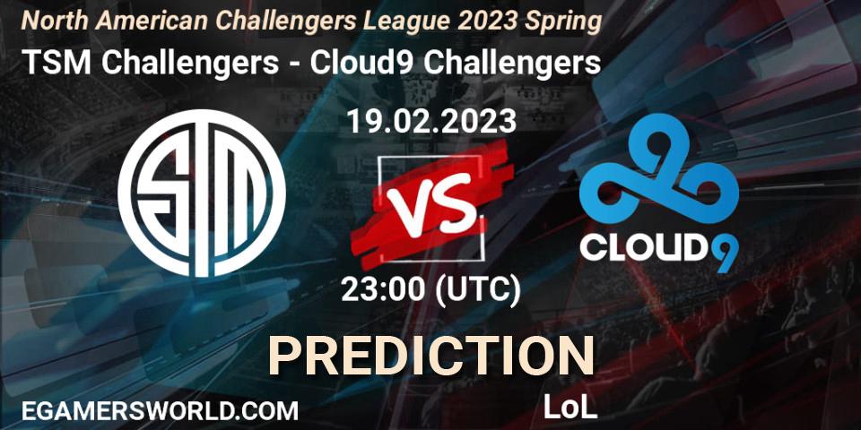 TSM Challengers vs Cloud9 Challengers: Match Prediction. 19.02.23, LoL, NACL 2023 Spring - Group Stage