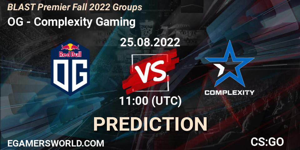 OG vs Complexity Gaming: Match Prediction. 25.08.22, CS2 (CS:GO), BLAST Premier Fall 2022 Groups