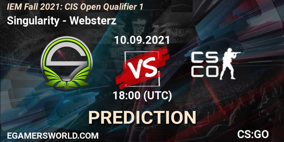 Singularity vs Websterz: Match Prediction. 10.09.2021 at 18:05, Counter-Strike (CS2), IEM Fall 2021: CIS Open Qualifier 1