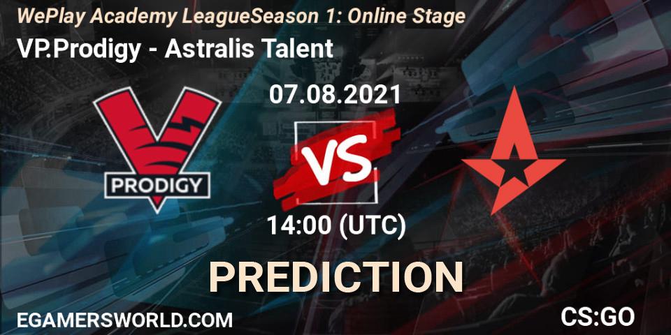 VP.Prodigy vs Astralis Talent: Match Prediction. 07.08.2021 at 14:00, Counter-Strike (CS2), WePlay Academy League Season 1: Online Stage