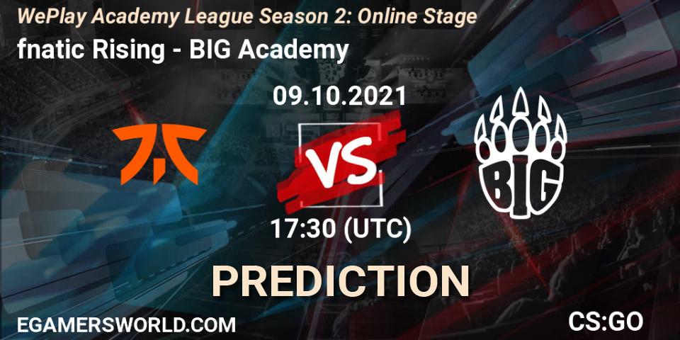 fnatic Rising vs BIG Academy: Match Prediction. 09.10.2021 at 17:30, Counter-Strike (CS2), WePlay Academy League Season 2: Online Stage