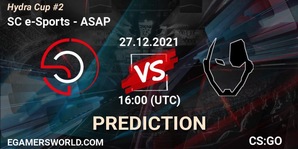SC e-Sports vs ASAP: Match Prediction. 27.12.2021 at 16:00, Counter-Strike (CS2), Hydra Cup #2