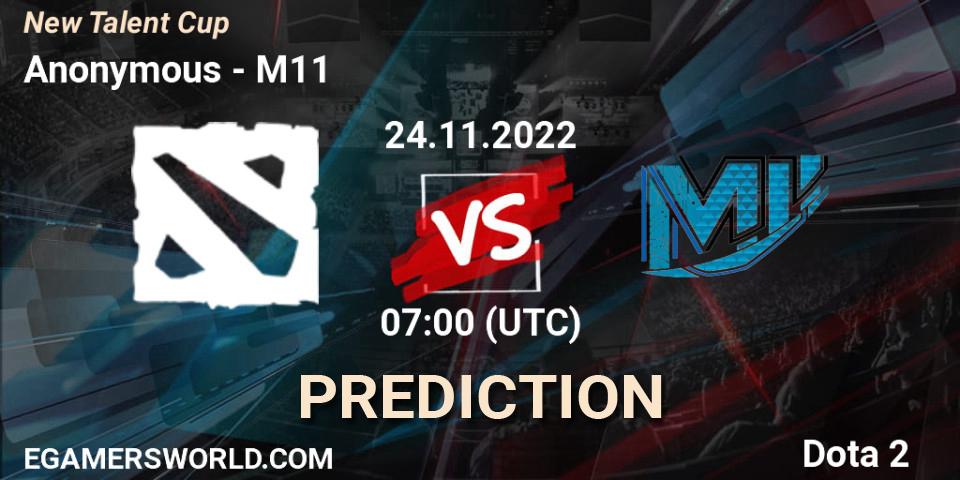 Anonymous vs M11: Match Prediction. 24.11.2022 at 07:00, Dota 2, New Talent Cup