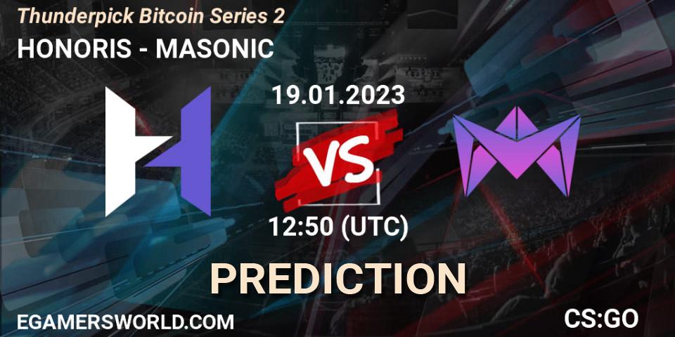 HONORIS vs MASONIC: Match Prediction. 19.01.2023 at 13:30, Counter-Strike (CS2), Thunderpick Bitcoin Series 2