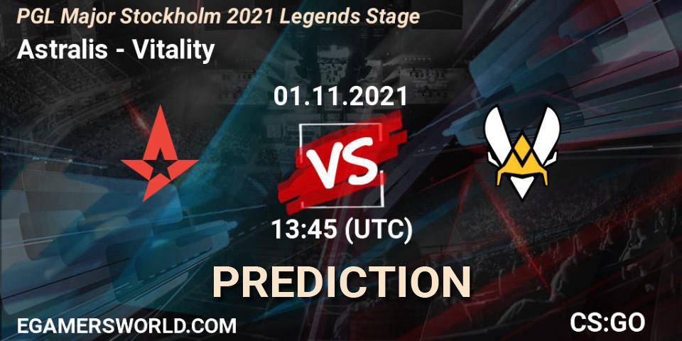 Astralis vs Vitality: Match Prediction. 01.11.2021 at 13:15, Counter-Strike (CS2), PGL Major Stockholm 2021 Legends Stage
