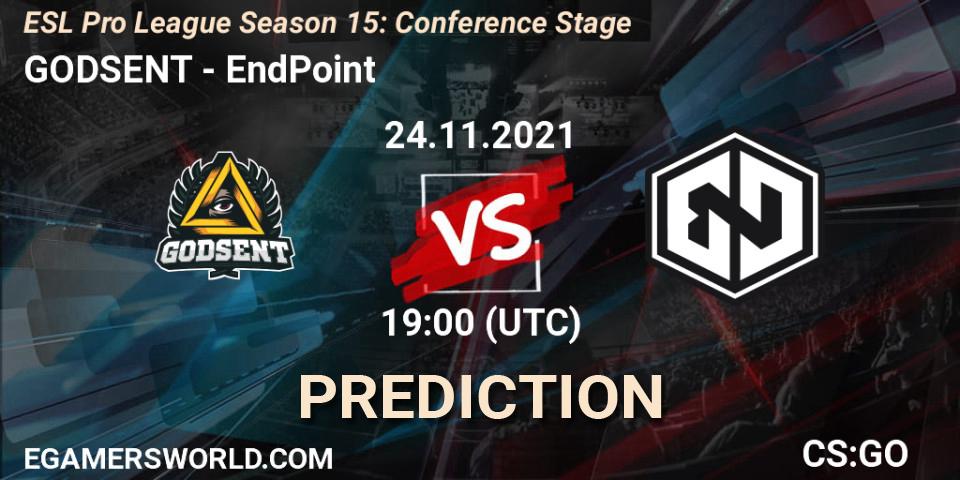 GODSENT vs EndPoint: Match Prediction. 24.11.2021 at 19:00, Counter-Strike (CS2), ESL Pro League Season 15: Conference Stage