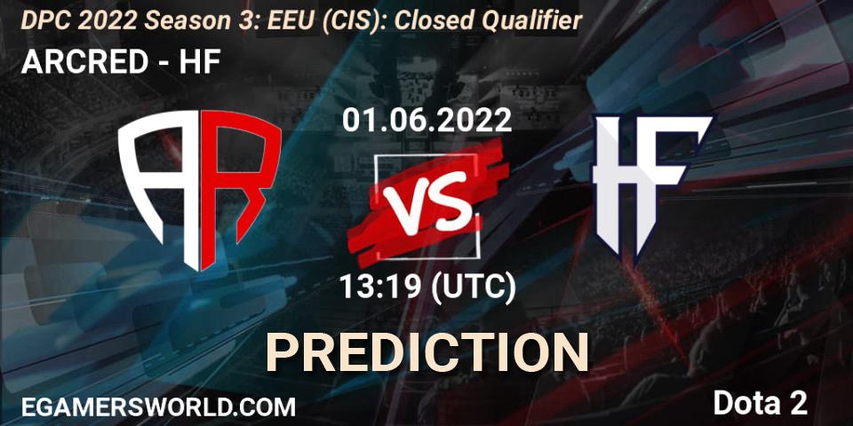 ARCRED vs HF: Match Prediction. 01.06.2022 at 13:19, Dota 2, DPC 2022 Season 3: EEU (CIS): Closed Qualifier