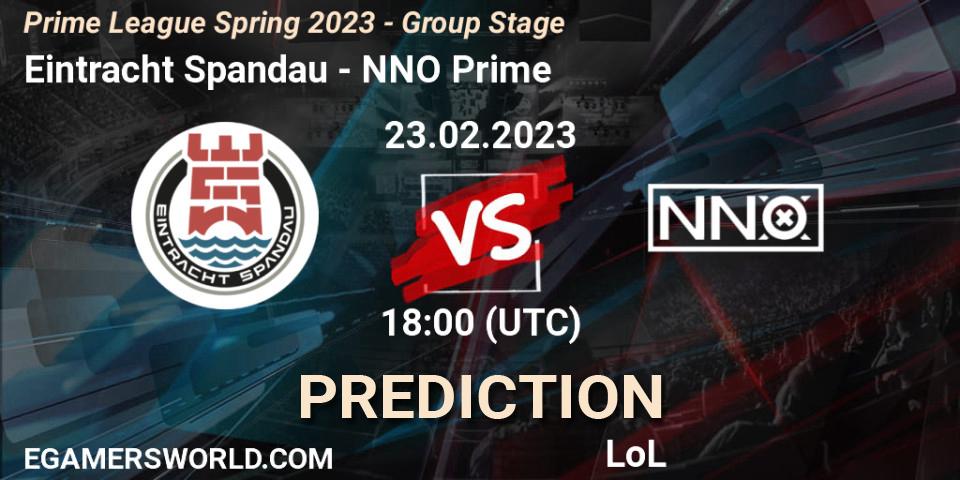 Eintracht Spandau vs NNO Prime: Match Prediction. 23.02.23, LoL, Prime League Spring 2023 - Group Stage