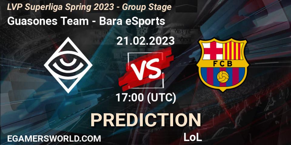 Guasones Team vs Barça eSports: Match Prediction. 21.02.2023 at 19:00, LoL, LVP Superliga Spring 2023 - Group Stage