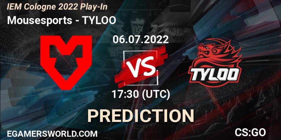 Mousesports vs TYLOO: Match Prediction. 06.07.22, CS2 (CS:GO), IEM Cologne 2022 Play-In