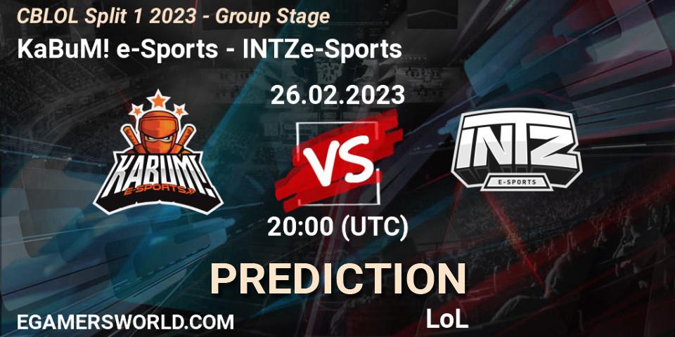 KaBuM! e-Sports vs INTZ e-Sports: Match Prediction. 26.02.23, LoL, CBLOL Split 1 2023 - Group Stage
