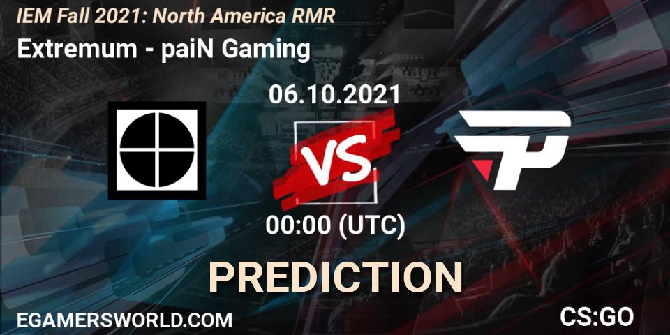 Extremum vs paiN Gaming: Match Prediction. 06.10.2021 at 00:45, Counter-Strike (CS2), IEM Fall 2021: North America RMR