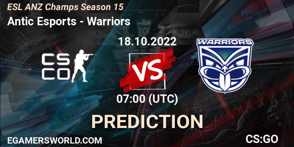 Antic Esports vs Warriors: Match Prediction. 18.10.2022 at 07:00, Counter-Strike (CS2), ESL ANZ Champs Season 15