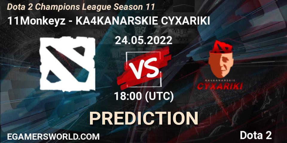 11Monkeyz vs KA4KANARSKIE CYXARIKI: Match Prediction. 24.05.2022 at 15:00, Dota 2, Dota 2 Champions League Season 11
