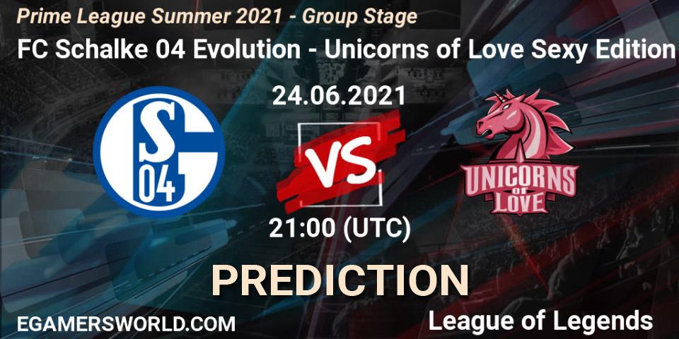 FC Schalke 04 Evolution vs Unicorns of Love Sexy Edition: Match Prediction. 24.06.21, LoL, Prime League Summer 2021 - Group Stage