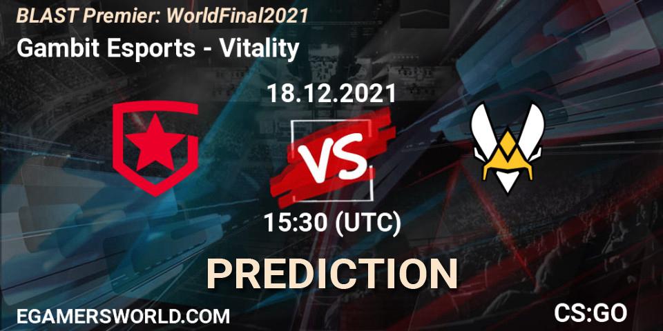 Gambit Esports vs Vitality: Match Prediction. 18.12.2021 at 15:30, Counter-Strike (CS2), BLAST Premier: World Final 2021