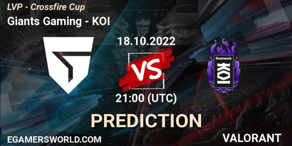 Giants Gaming vs KOI: Match Prediction. 26.10.22, VALORANT, LVP - Crossfire Cup