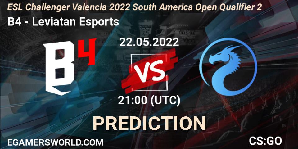 B4 vs Leviatan Esports: Match Prediction. 22.05.2022 at 21:00, Counter-Strike (CS2), ESL Challenger Valencia 2022 South America Open Qualifier 2
