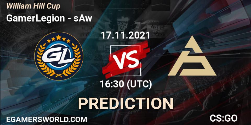 GamerLegion vs sAw: Match Prediction. 17.11.2021 at 16:30, Counter-Strike (CS2), William Hill Cup