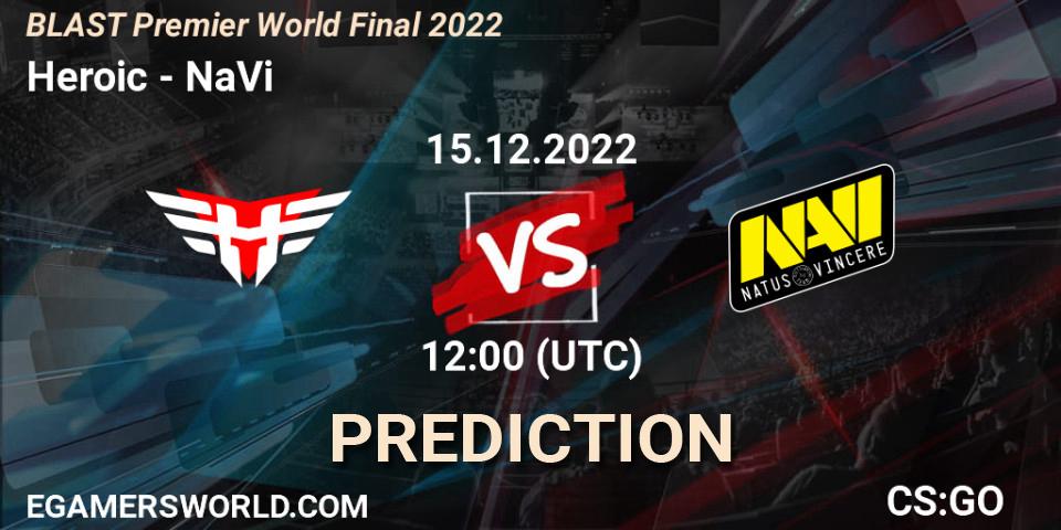 Heroic vs NaVi: Match Prediction. 15.12.22, CS2 (CS:GO), BLAST Premier World Final 2022